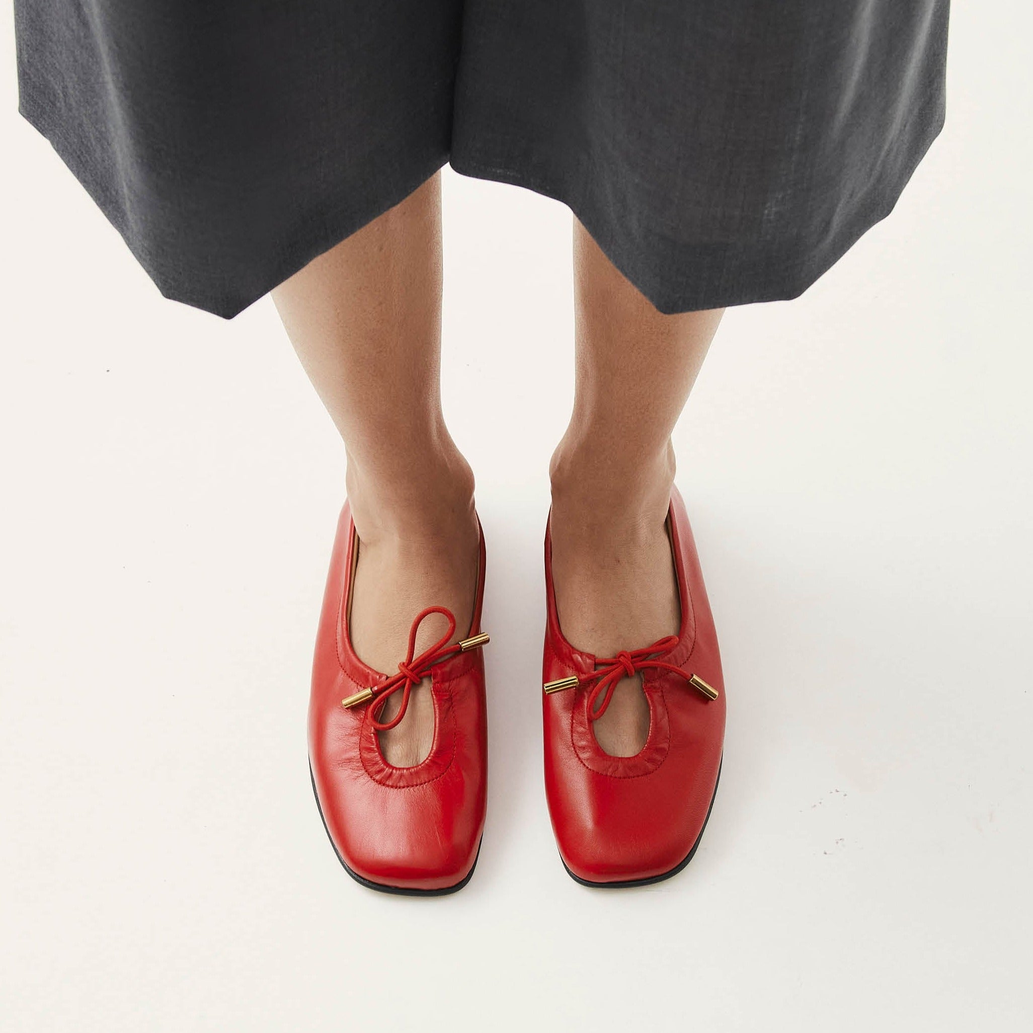 Rosalind Red Leather Ballet Flats - Image 3