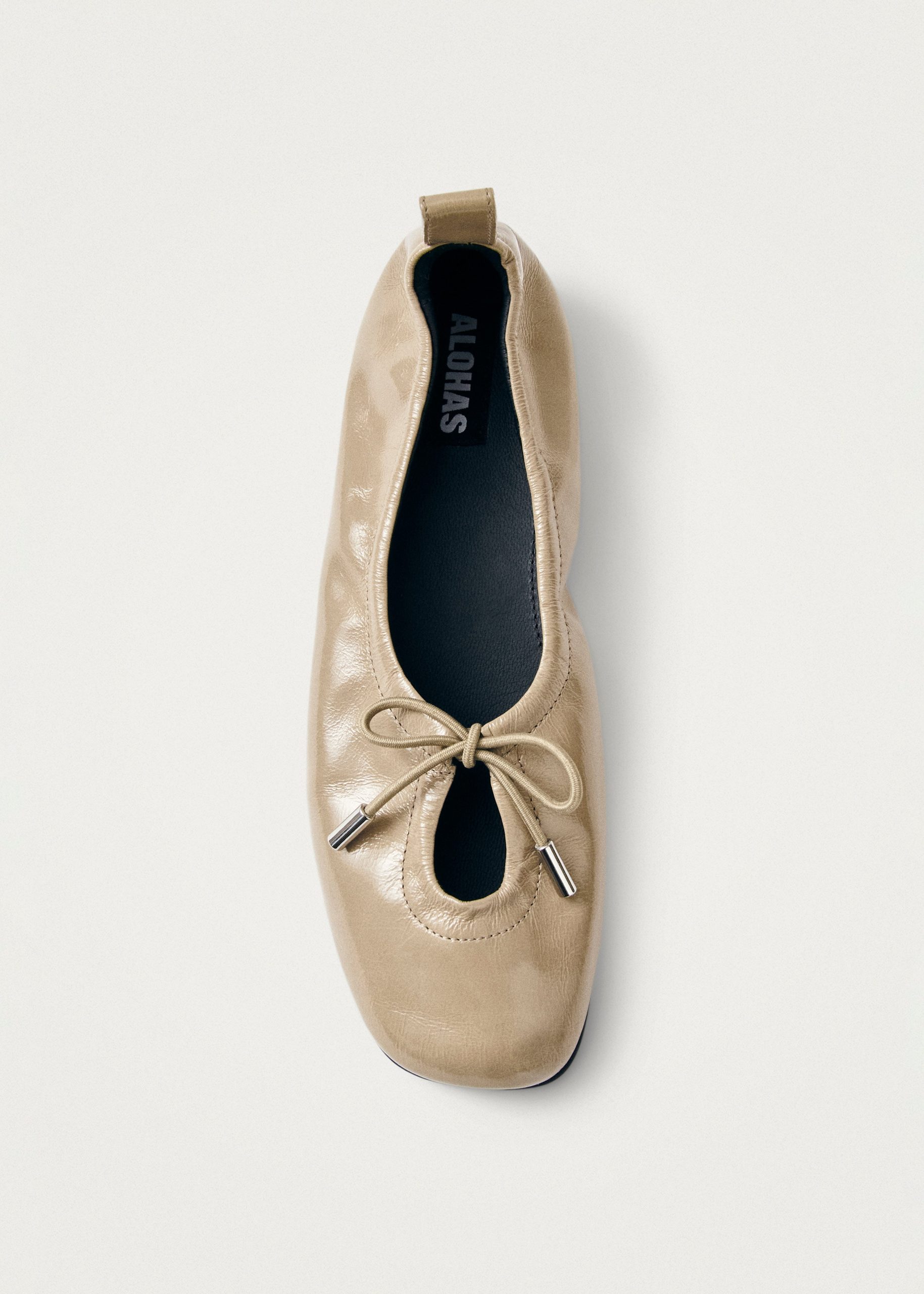 Rosalind Beige Patent Leather Ballet Flats