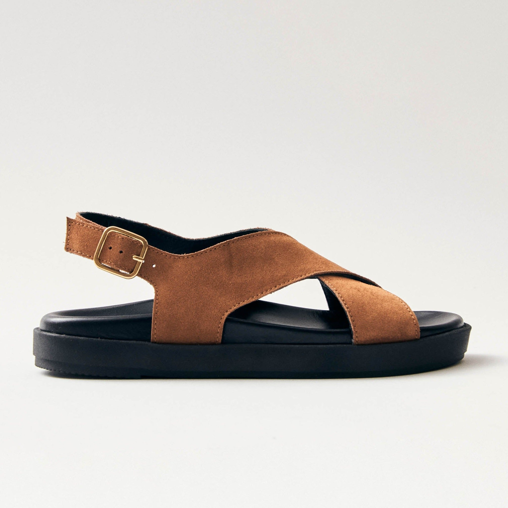 Nico Suede Brown Leather Sandals - Image 3