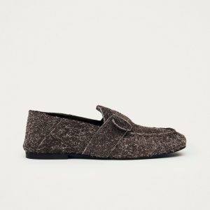 Aeryn Suede Fuzzy Brown Leather Loafers