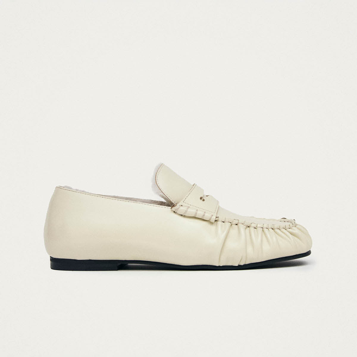 Aven Soft Cream Leather Loafers - Image 3
