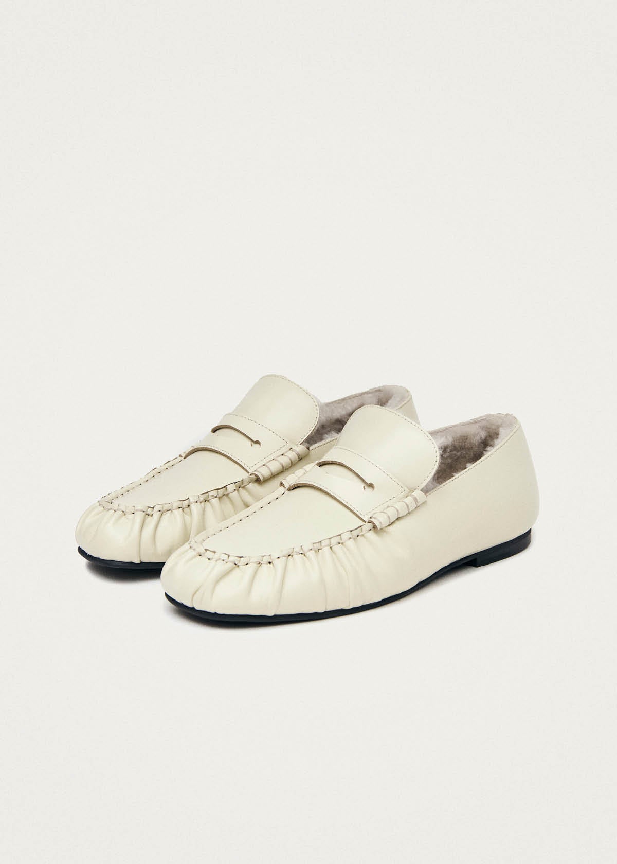 Aven Soft Cream Leather Loafers - Image 2