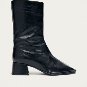 Berlin Rift Black Leather Ankle Boots