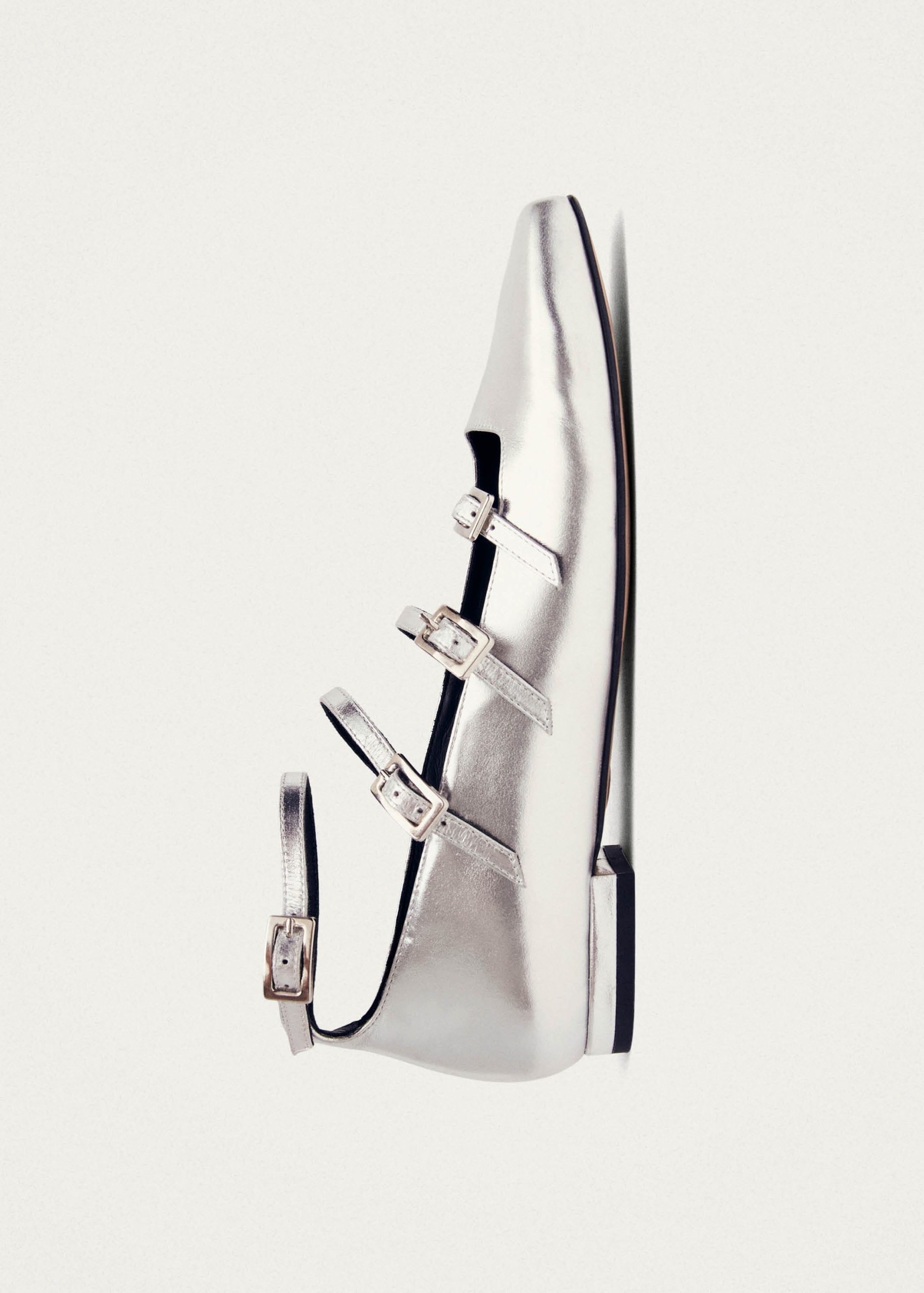 Luke Shimmer Silver Leather Ballet Flats - Image 5