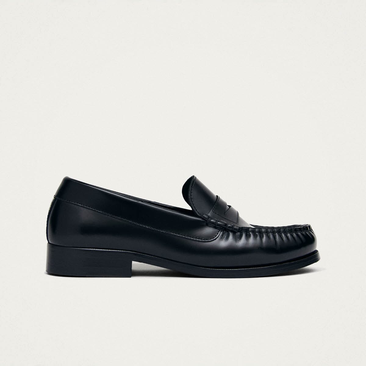 Rivet Black Leather Loafers - Image 3