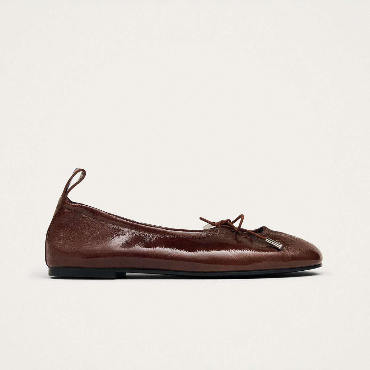 Rosalind Patent Brown Leather Ballet Flats - Image 3