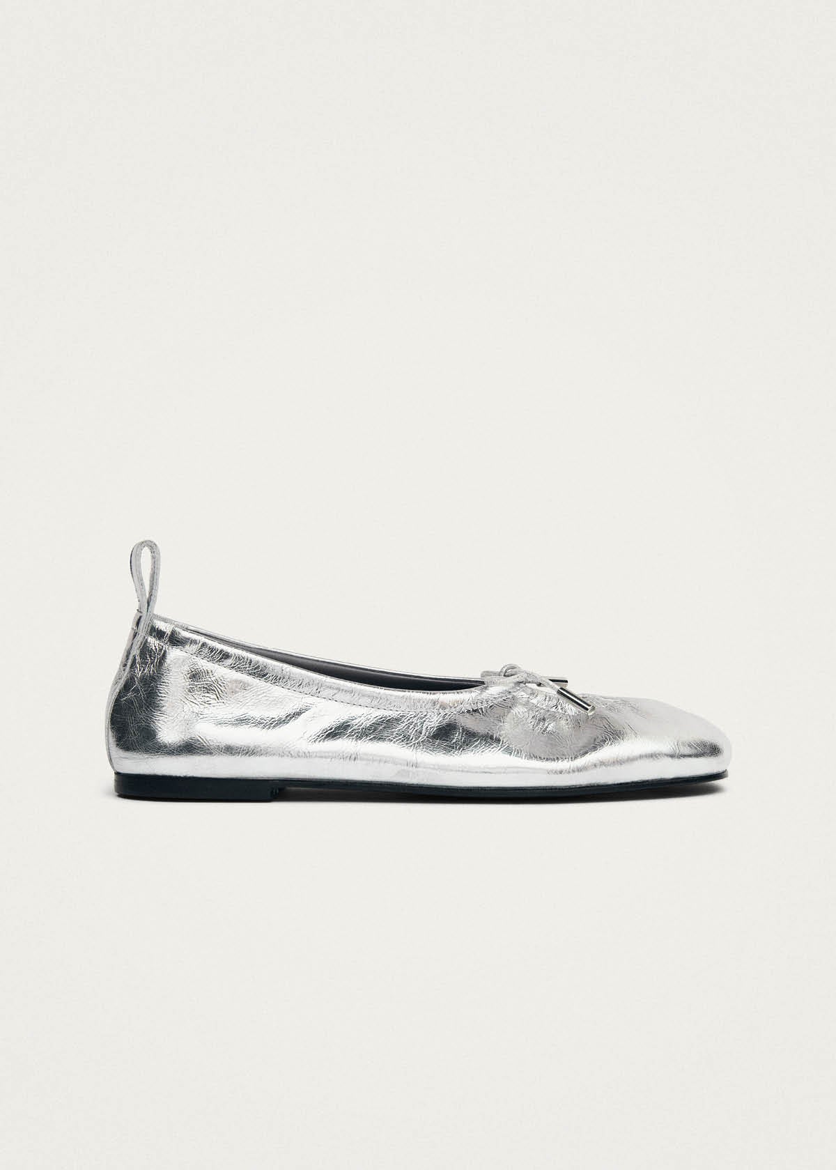 Rosalind Shimmer Silver Leather Ballet Flats - Image 4