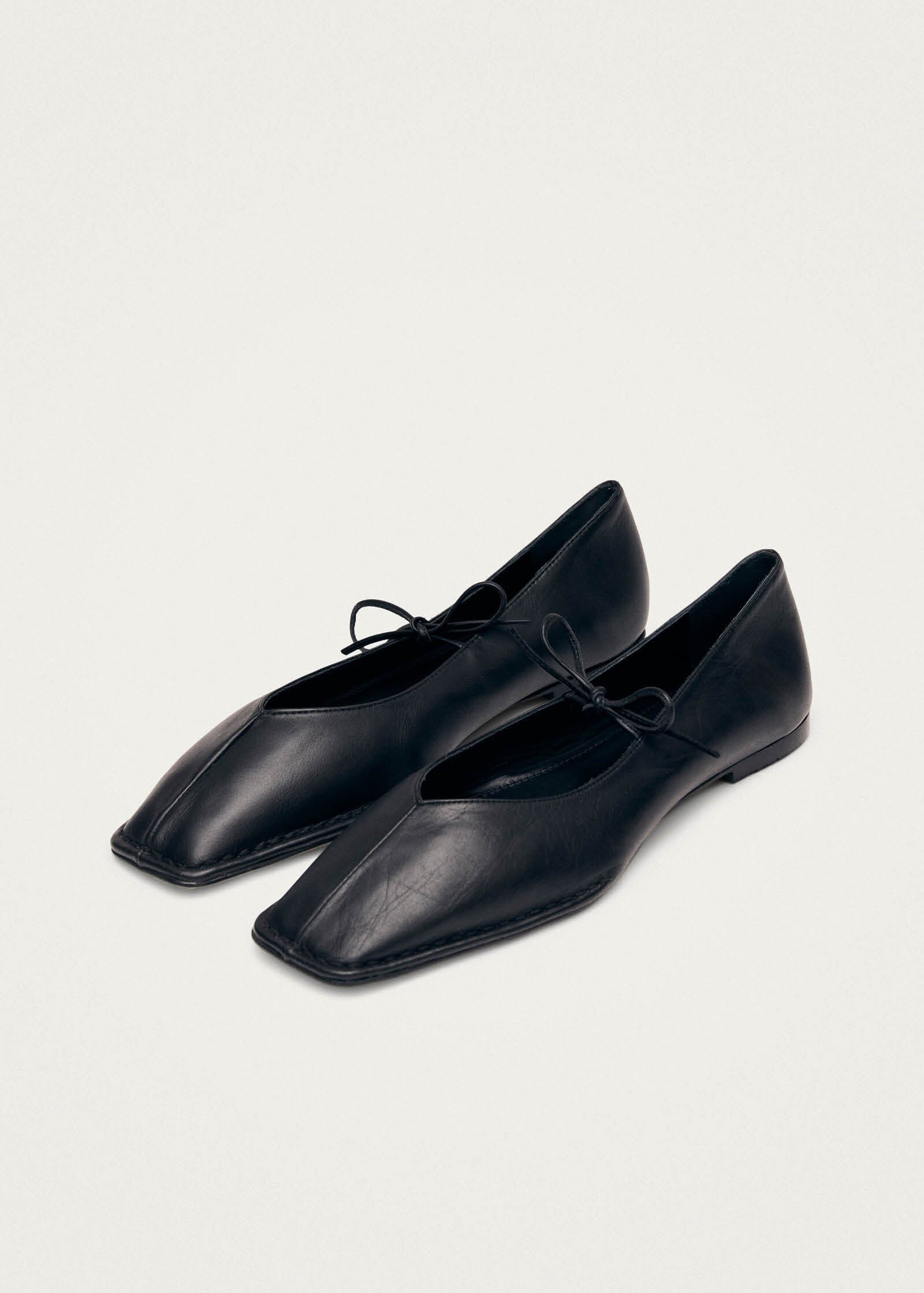Sway Black Leather Ballet Flats - Image 4