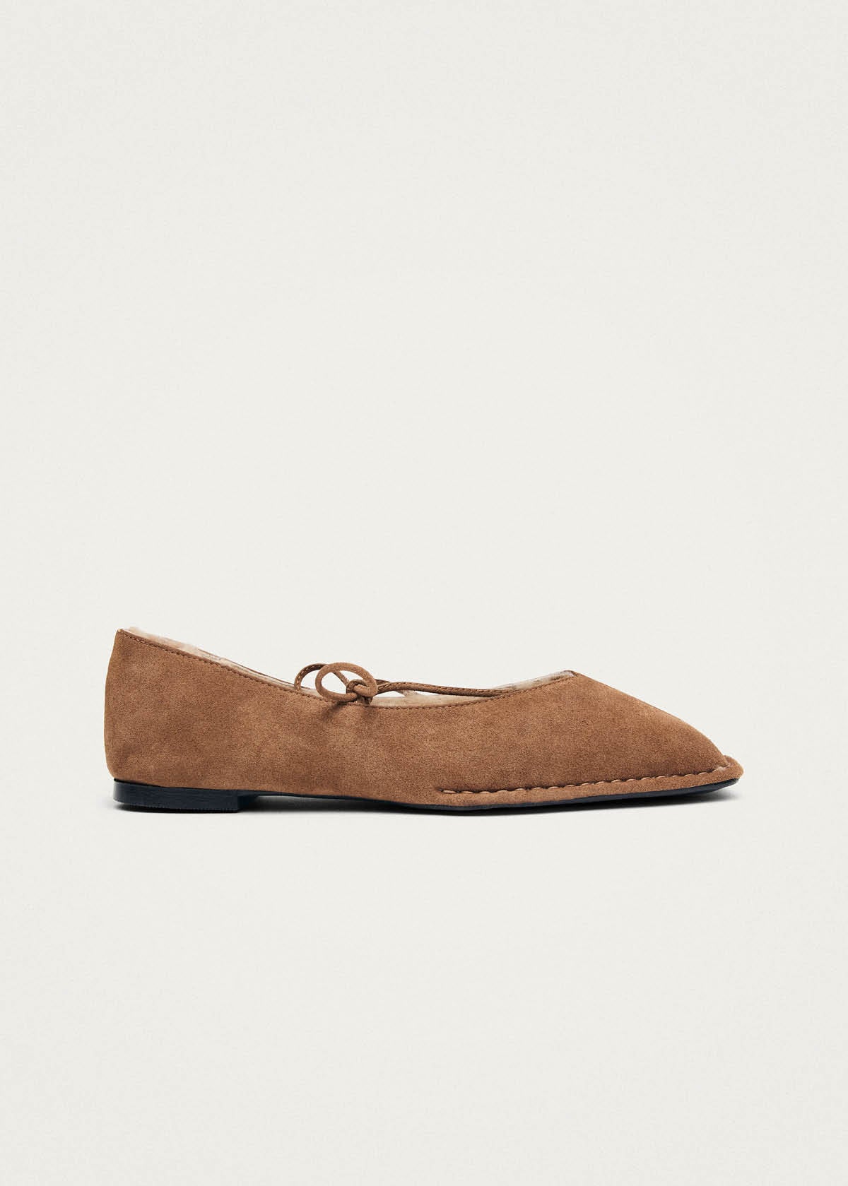 Sway Cozy Tan Leather Ballet Flats - Image 4