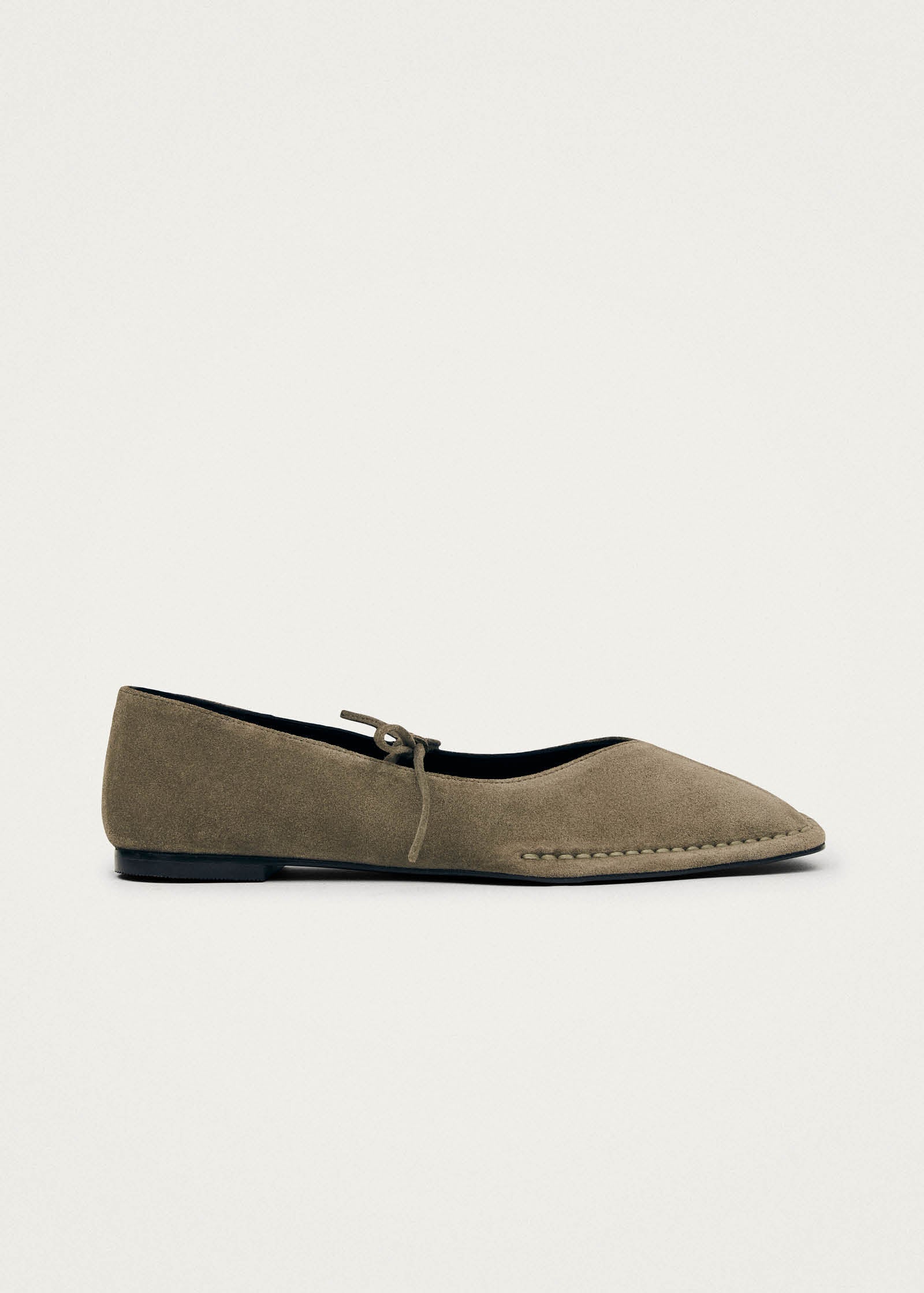 Sway Suede Khaki Leather Ballet Flats - Image 4