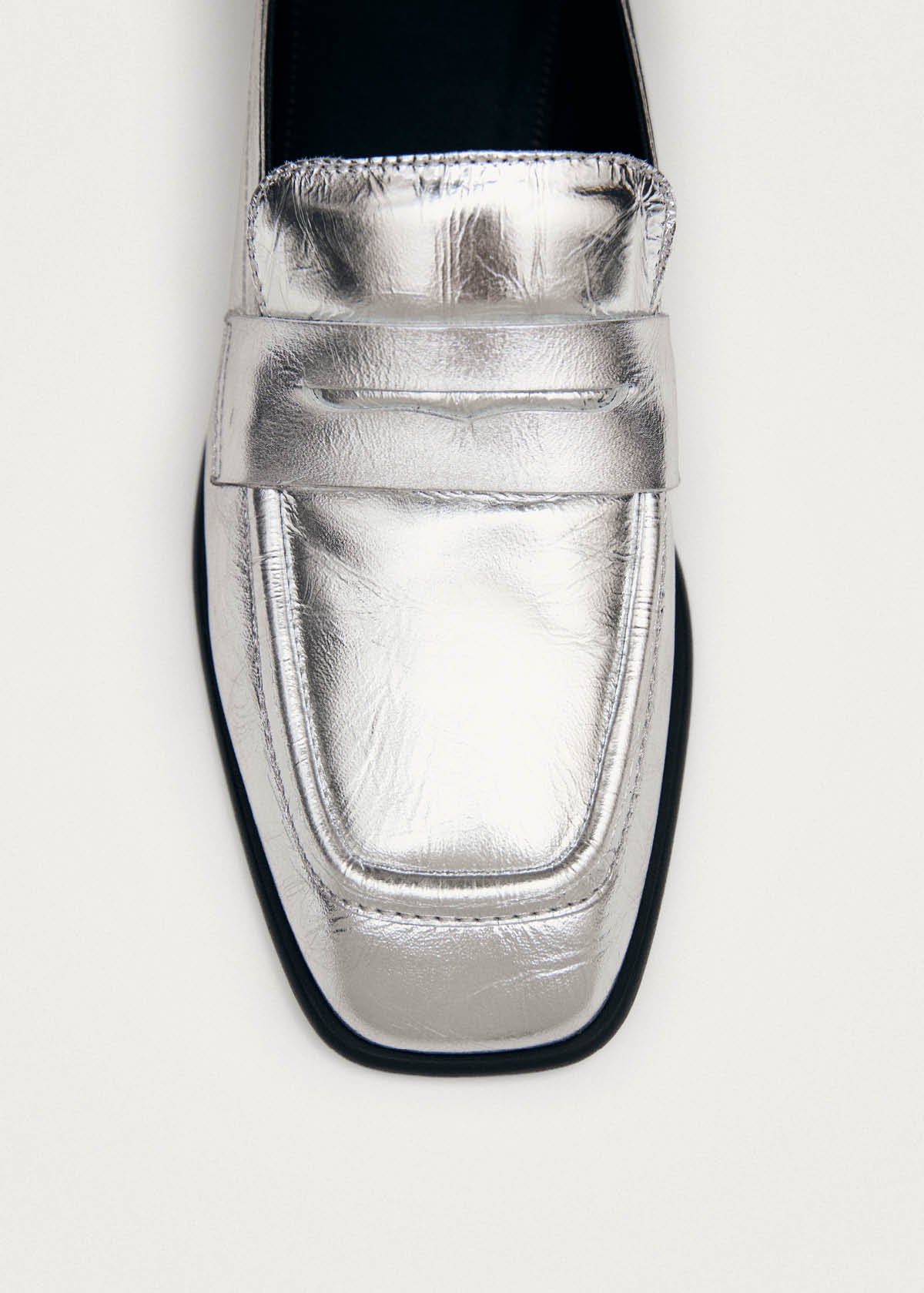 Zaha Shimmer Silver Leather Loafers - Image 7